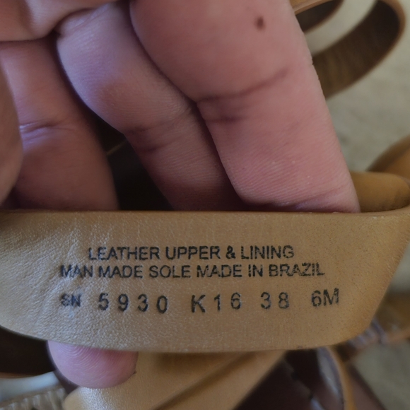 Tory Burch Patos Flat Strappy Sandals Slides Ankle Strap Size 6 Tan Leather - Picture 4 of 4